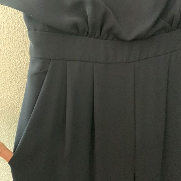 ELIZA J  Jumpsuit Cap Sleeve Wide Leg pockets back zip closure navy women size 4 - Picture 5 of 16